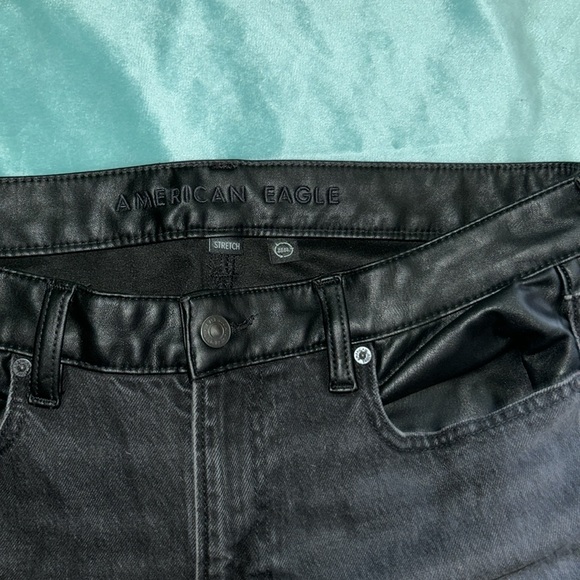 American Eagle Super High Rise Black Ankle Straight Jeans size 14 LONG - Picture 3 of 6